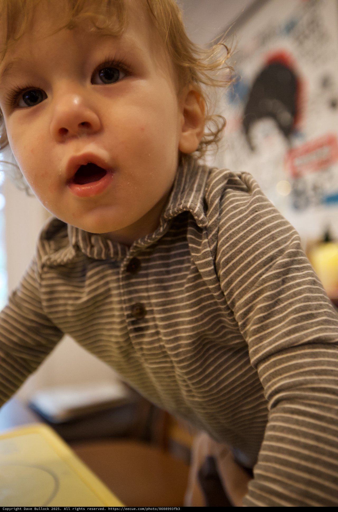 Curious Toddler Looking Up with Wonder