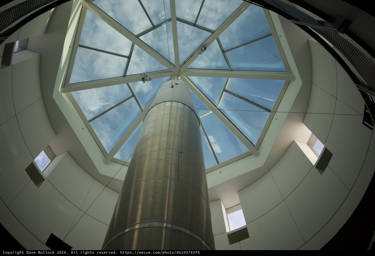 Geometric Skylight Above Industrial Observatory Column