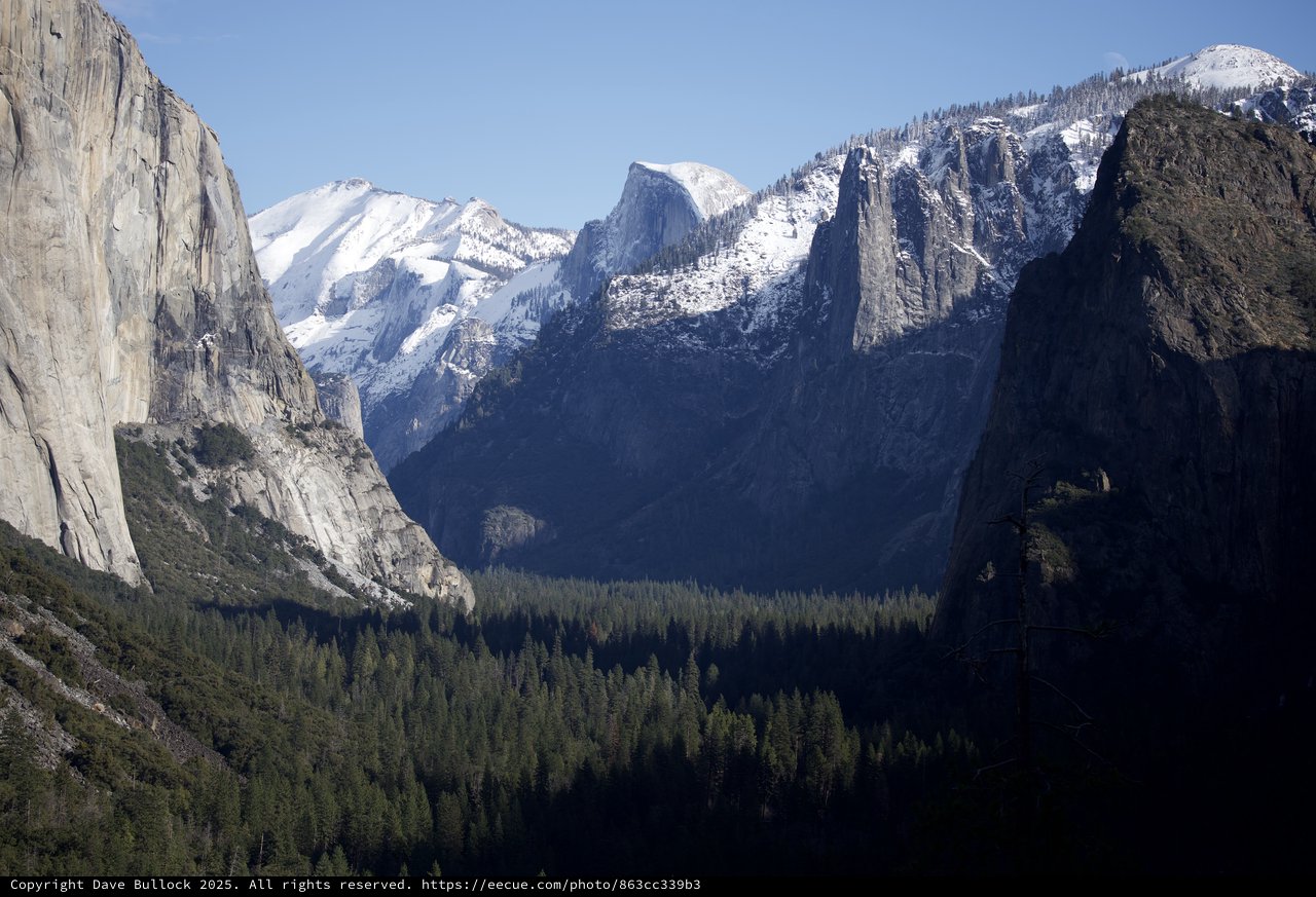 Yosemite Valley Winter Vista with Snow-Capped Peaks