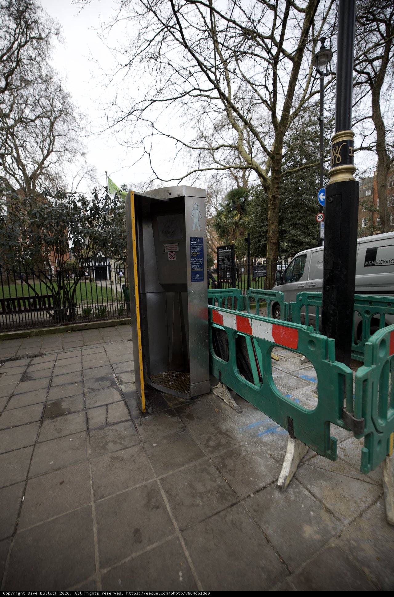 Urban Public Toilet Facility with Construction Barriers