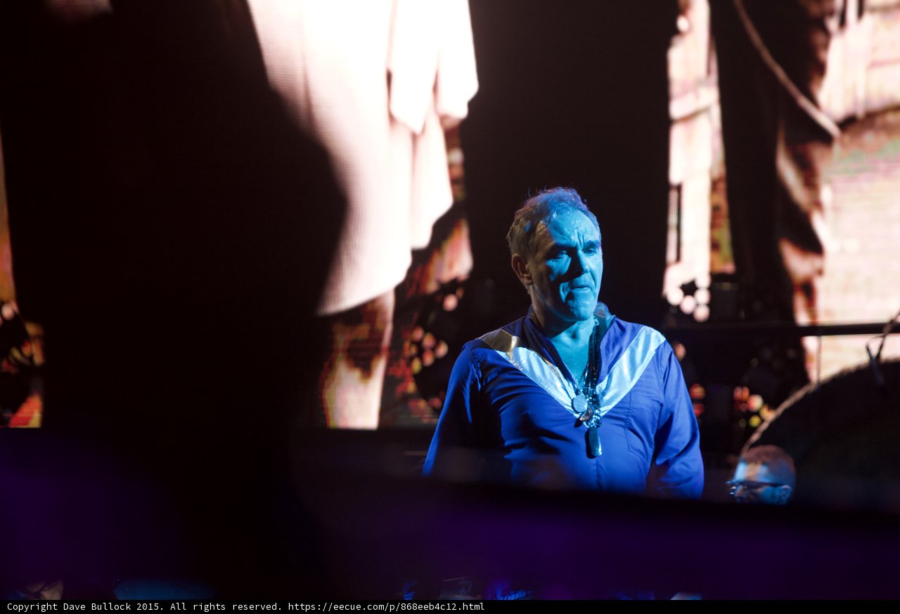Morrissey Portrait Blue Lighting Blue Shirt Necklaces Contemplative Smiths Dangling Hands Screen Gong