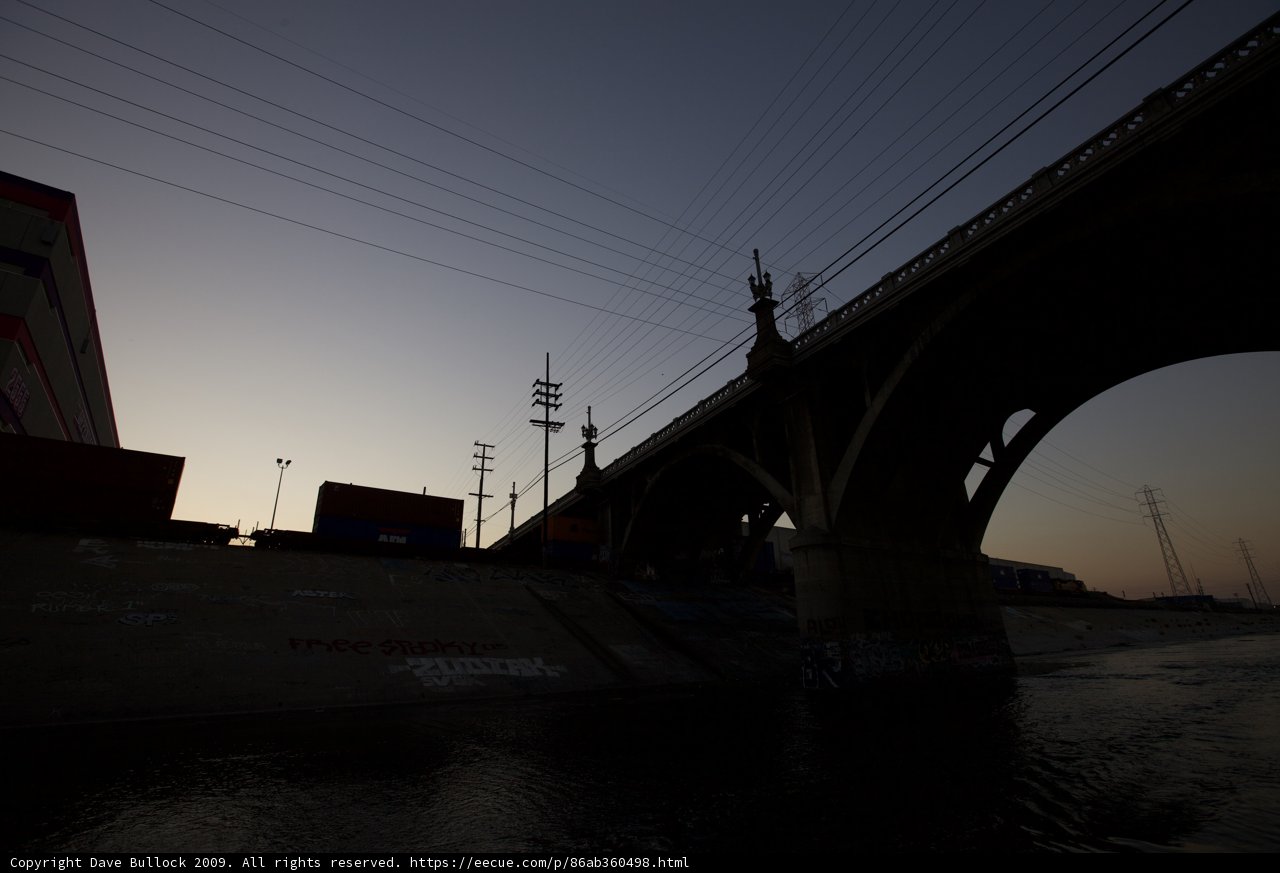 Sunset over the LA River Bridge