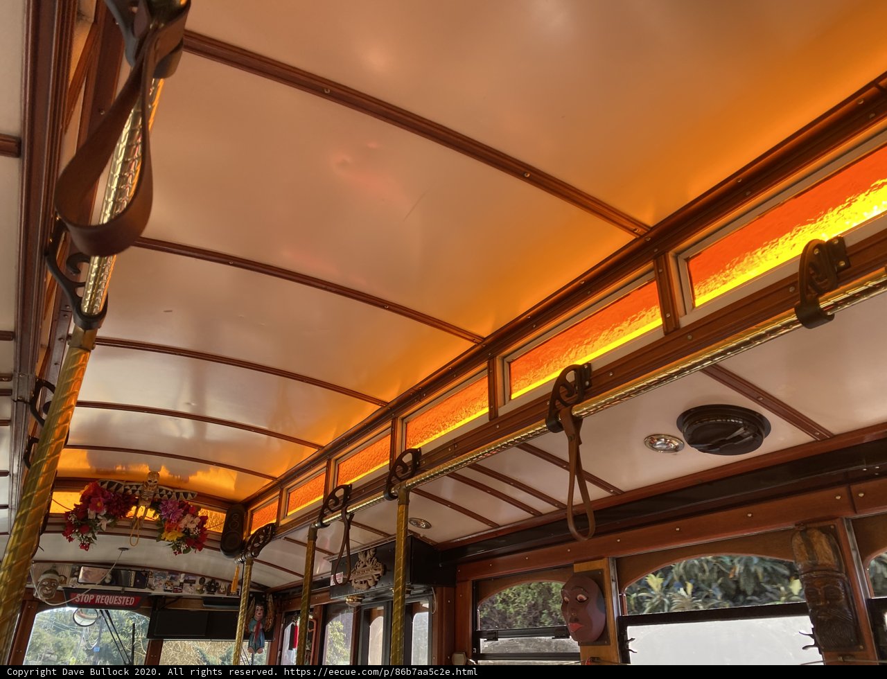 Inside the Trolley Car with a Red Glow
