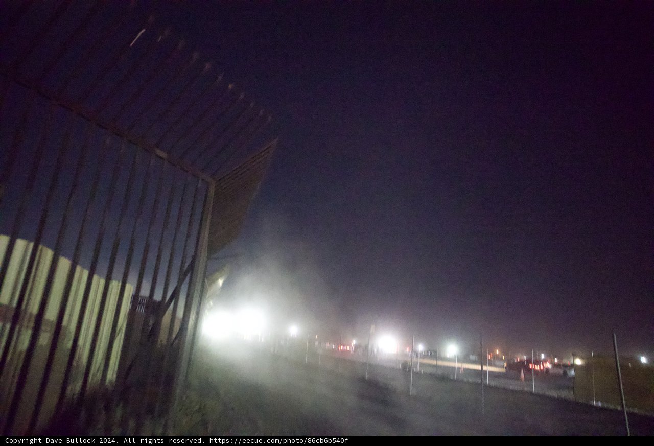 Mystic Night: A Foggy Roadside View at Coachella 2024
