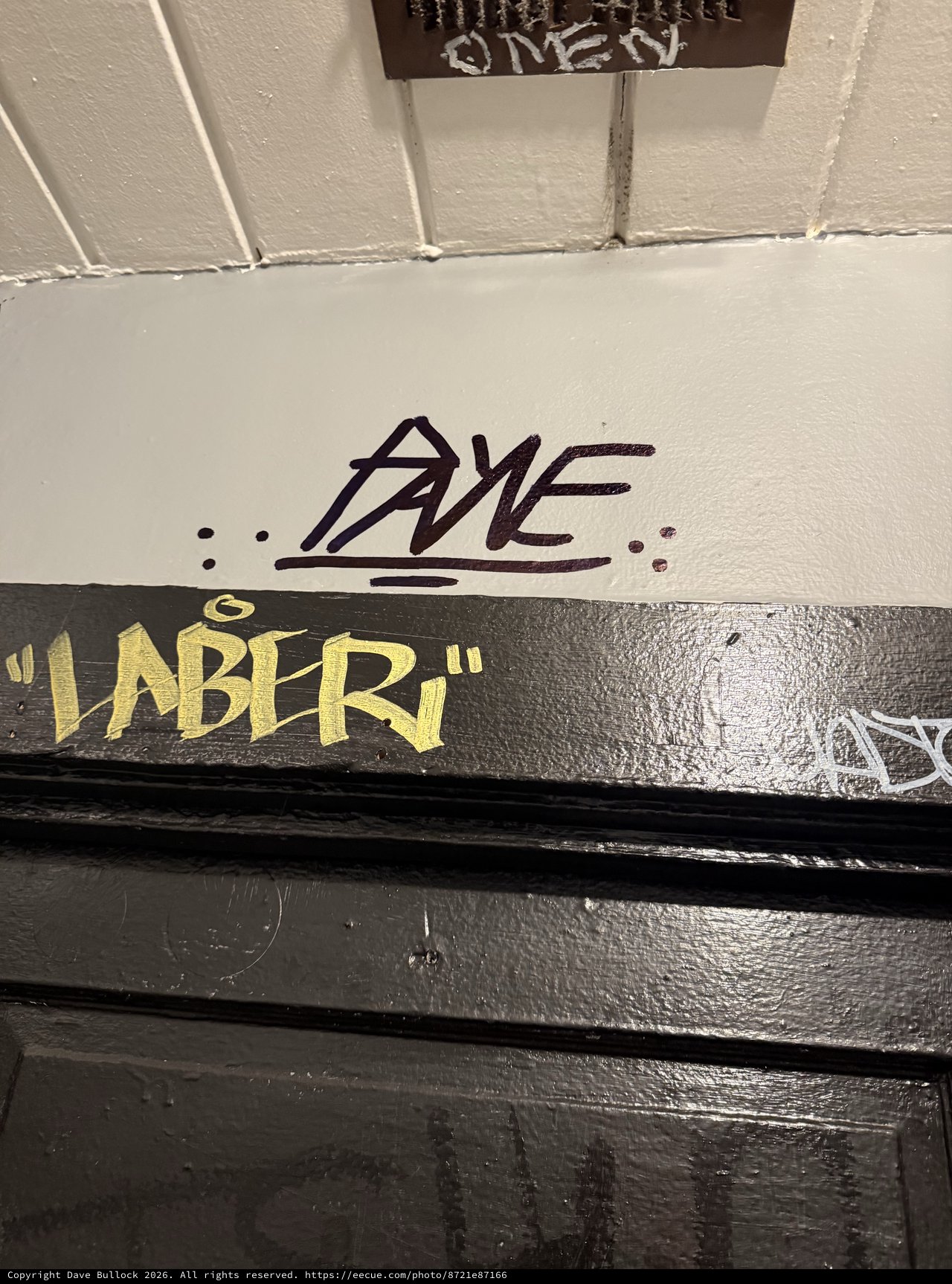 Urban Street Art and Graffiti Tags on Building Wall