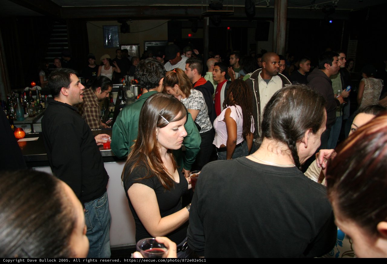 Crowded Nightclub Bar Scene Late Night 2005
