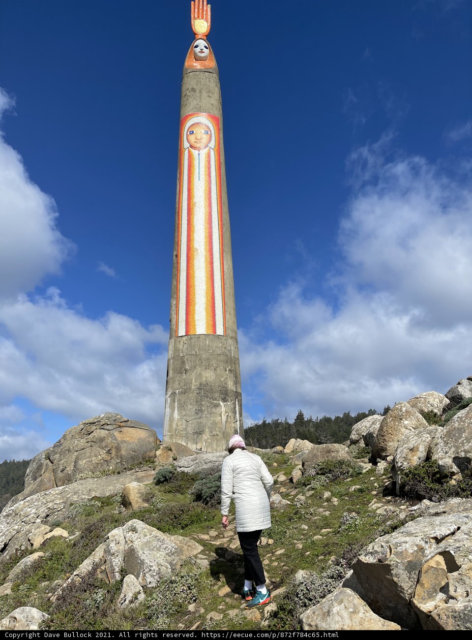Woman Standing in front of Monument in Jenner, California