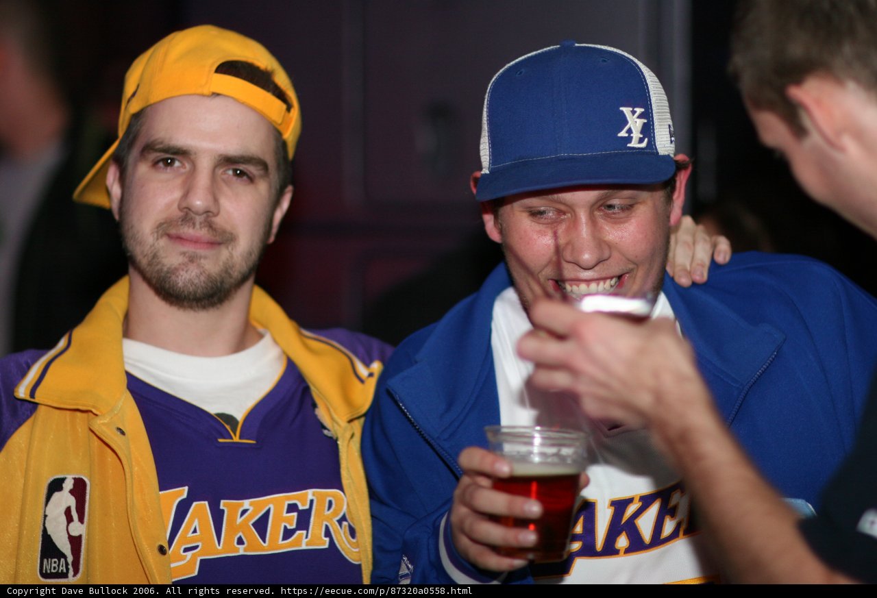 Lakers Fans Enjoying Beer