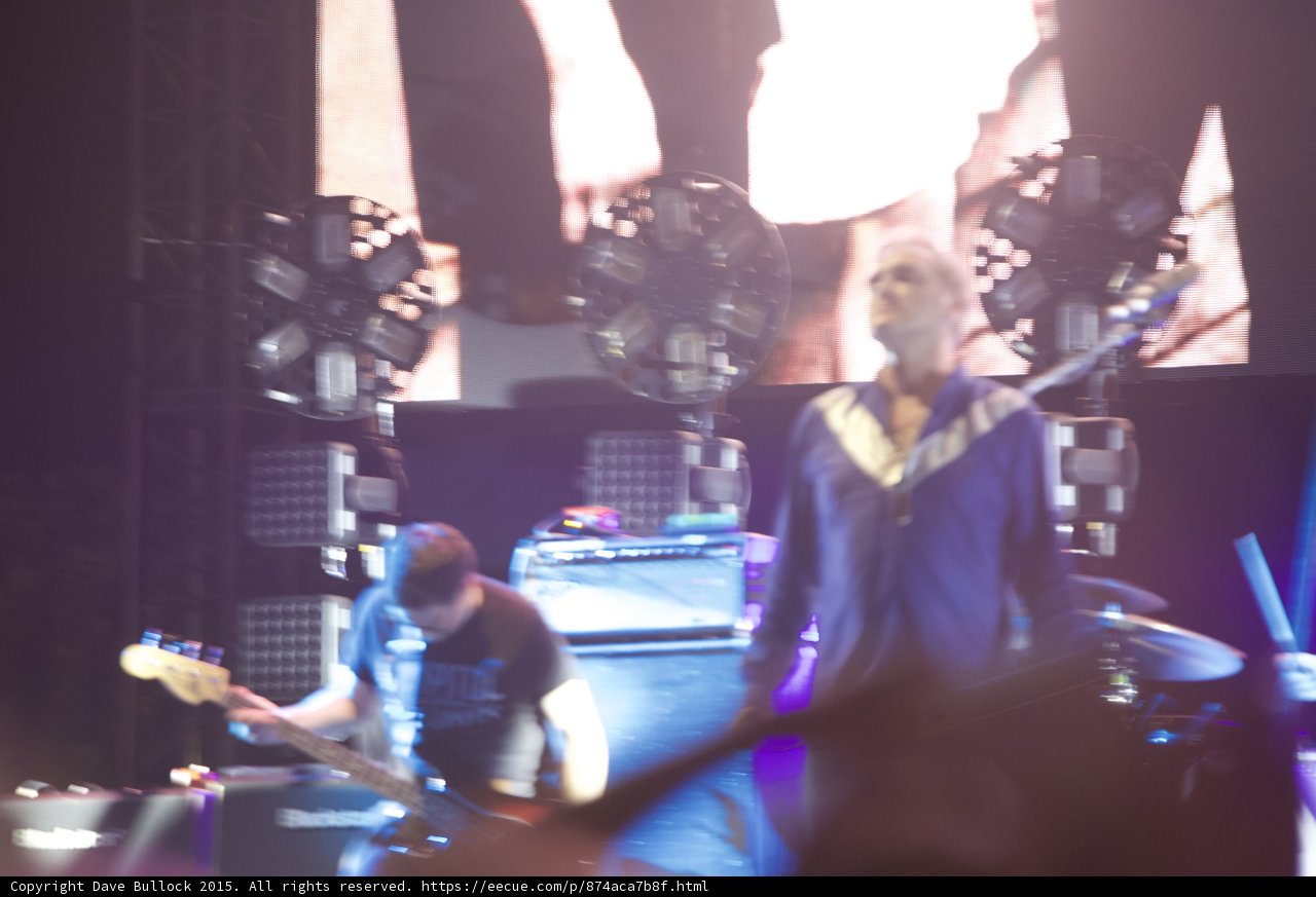 Morrissey Wide Stage Blue Shirt Bassist Capitol Tee Circular Light Arrays Blue Amp Smiths Dangling Hands Screen
