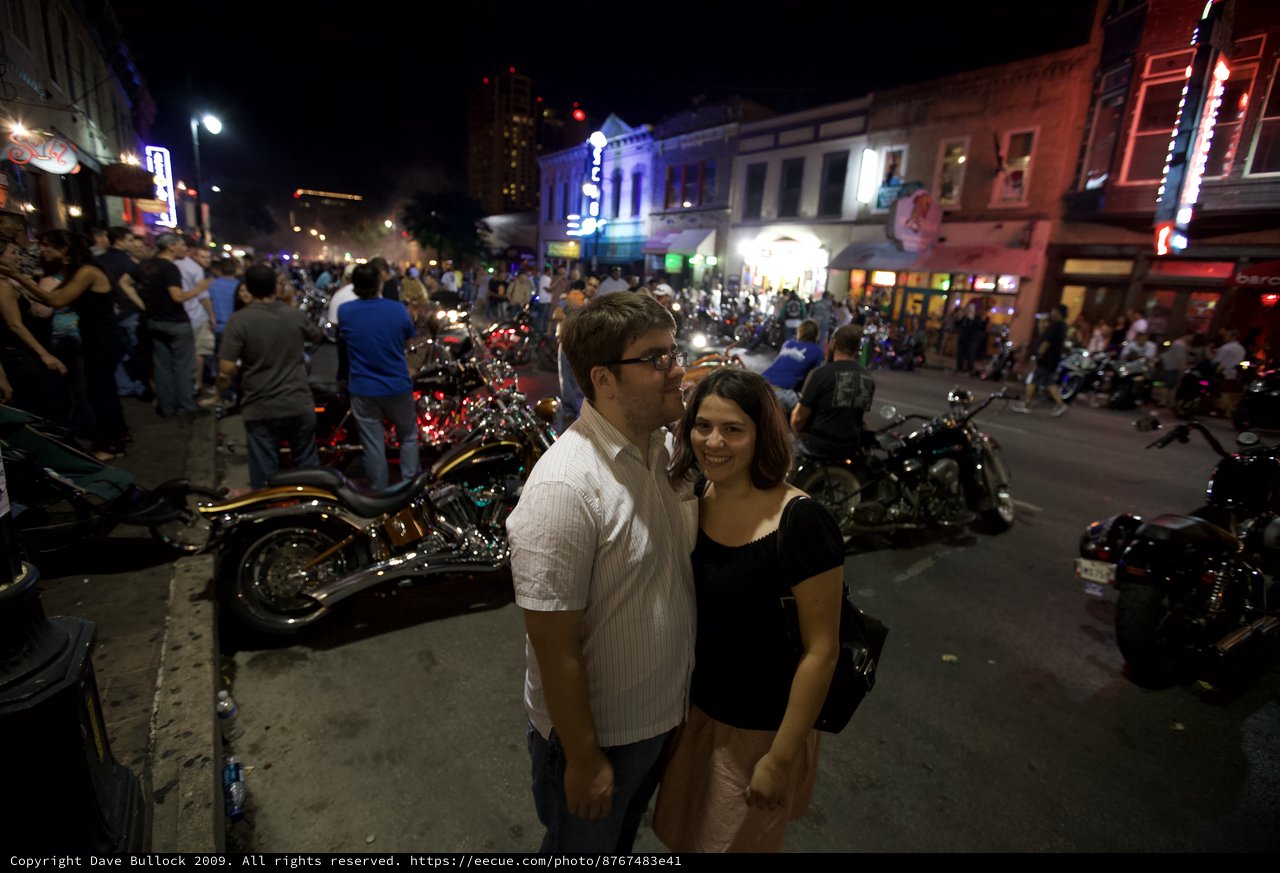 Couple Smiling at Austin Night Motorcycle Rally