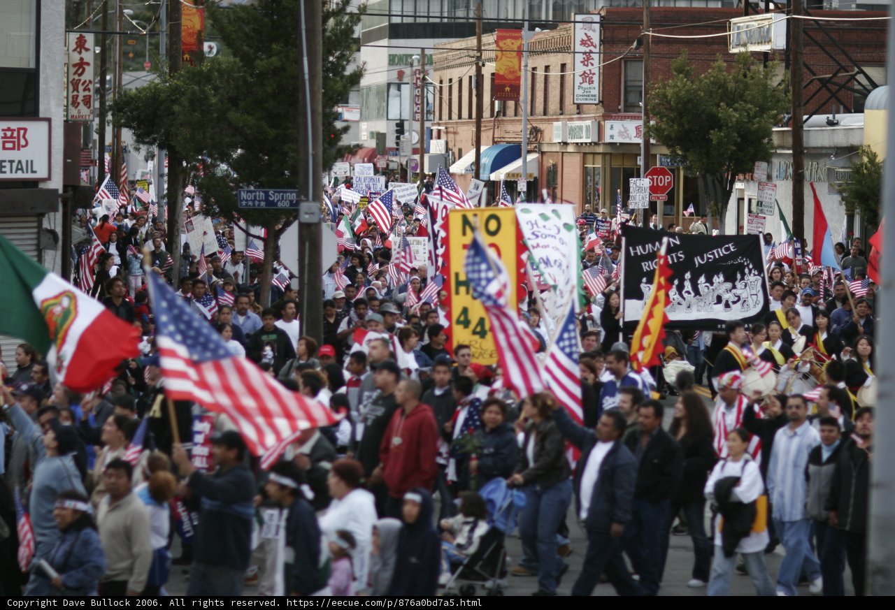 A Vibrant Parade with Flags and Cheerful Faces