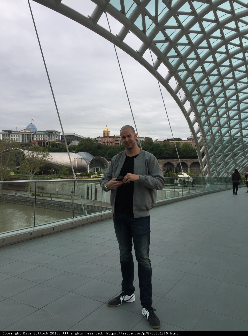 Traveler on Bridge of Peace