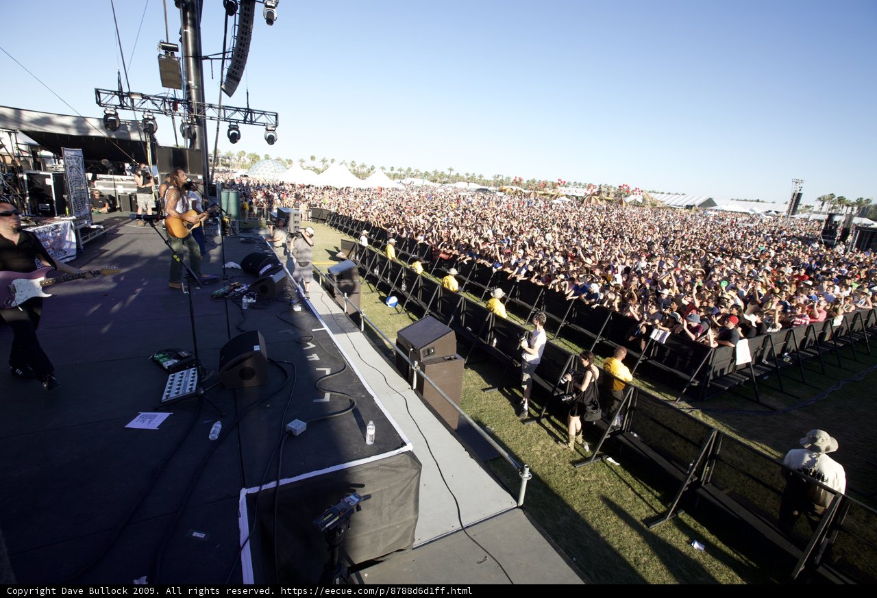 Michael Franti performs for a massive crowd at Coachella