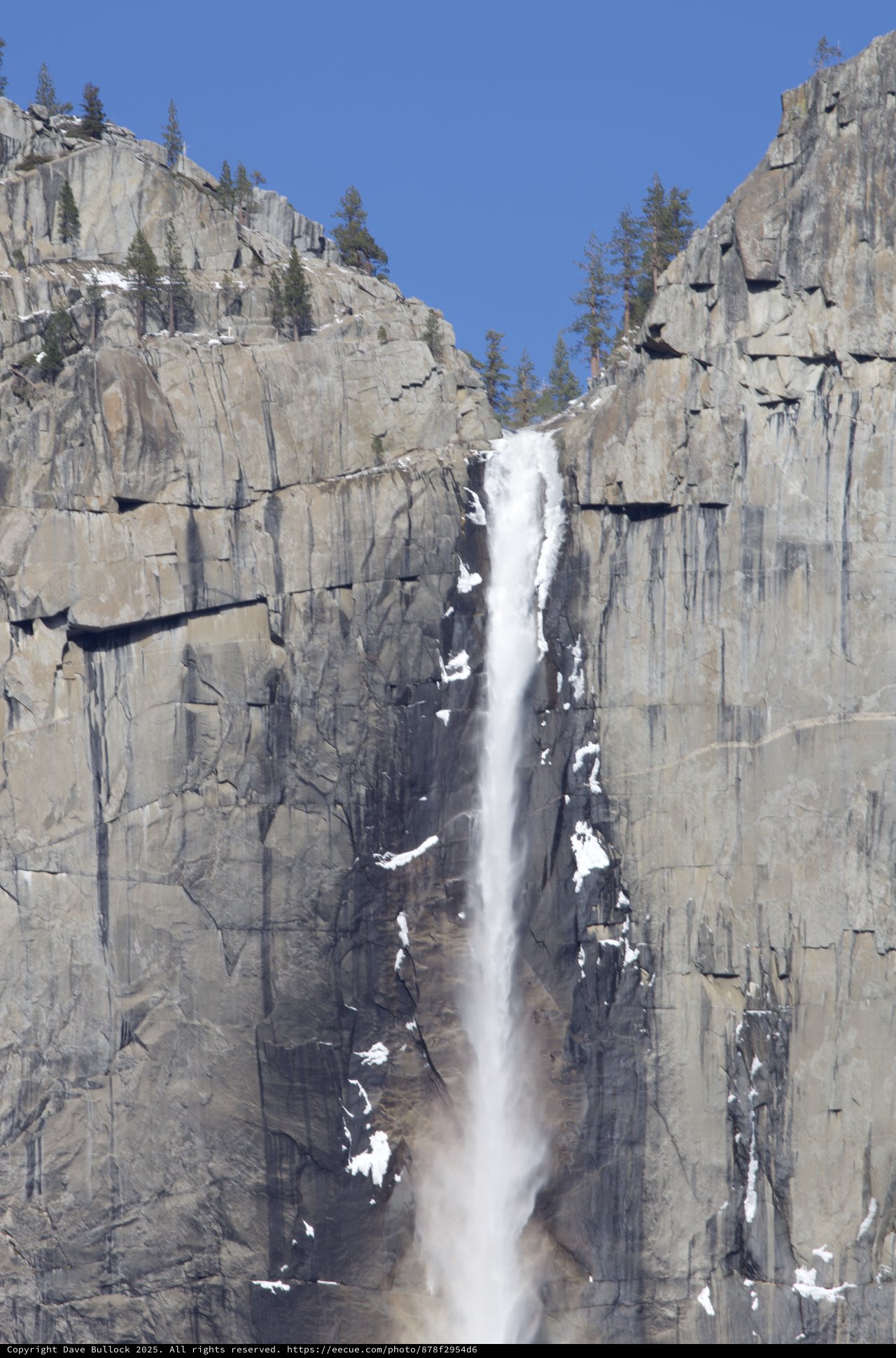Yosemite Falls Cascading Through Granite Cliffs
