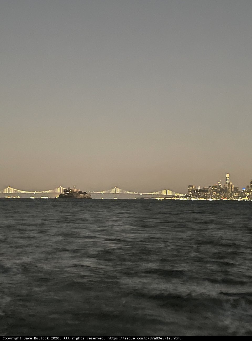 Tranquil view of San Francisco Bay at night