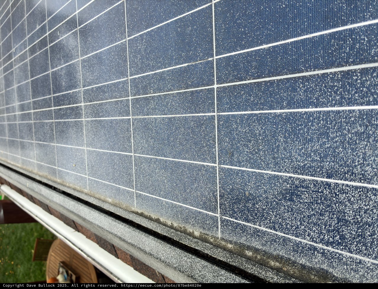Dew-Covered Solar Panel Array at Dawn