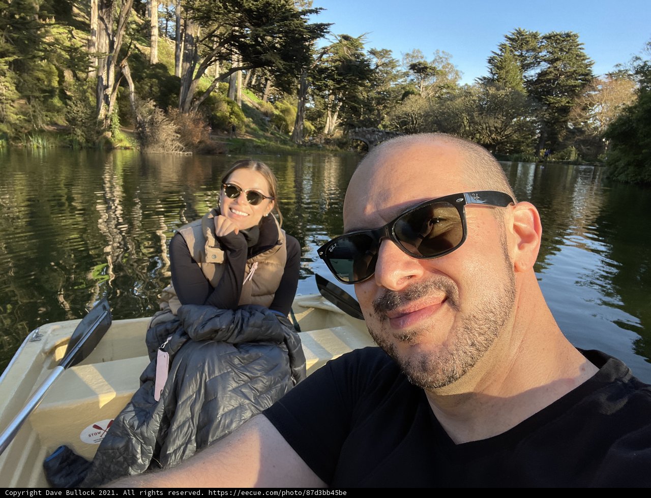 Adventurous Couple Canoeing on Stow Lake