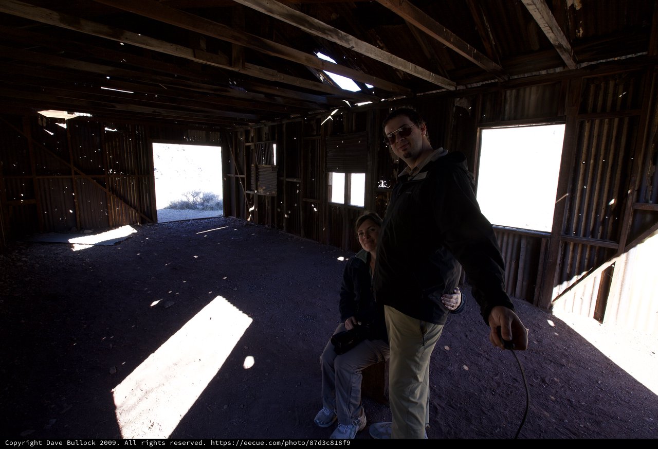 Explorers Inside Abandoned Desert Shack at Death Valley