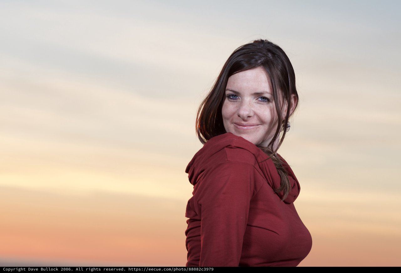 Penelope Smiling Over Shoulder at Golden Sunset