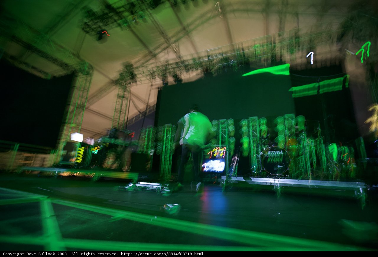 Green Stage Lights Illuminate Concert Crowd at Coachella 2008