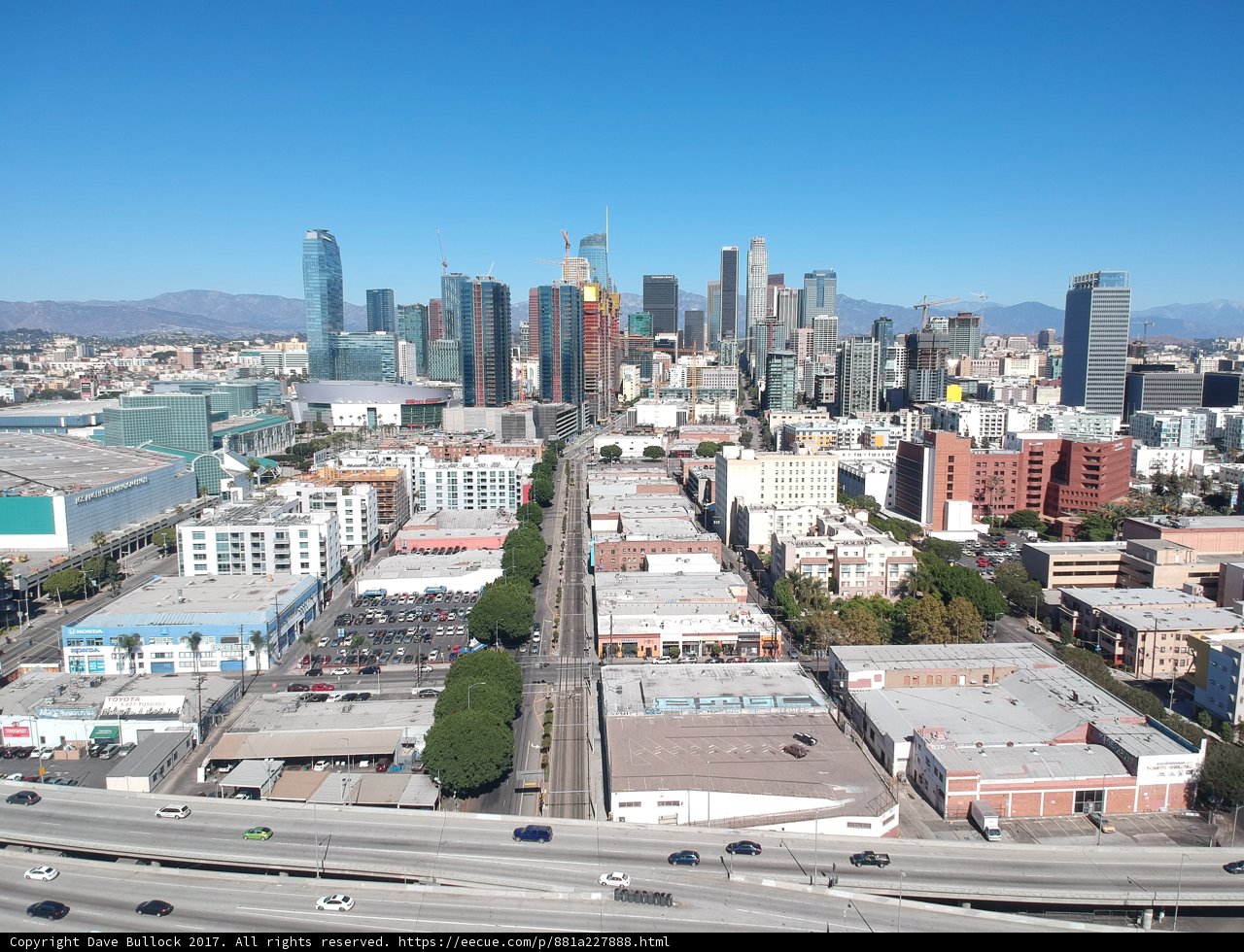 Skyline of Downtown LA seen from above