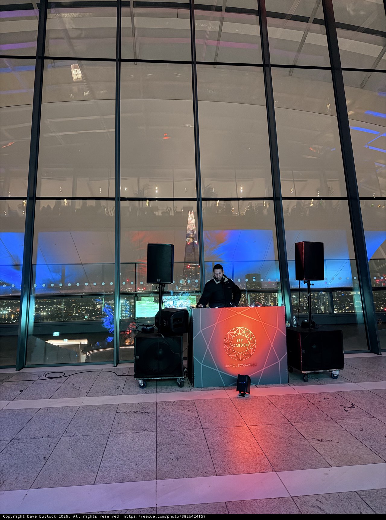 DJ Performance at Sky Garden with London Skyline View