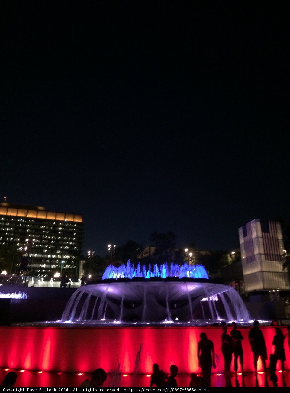 Red Fountain Glow at Civic Center Mall