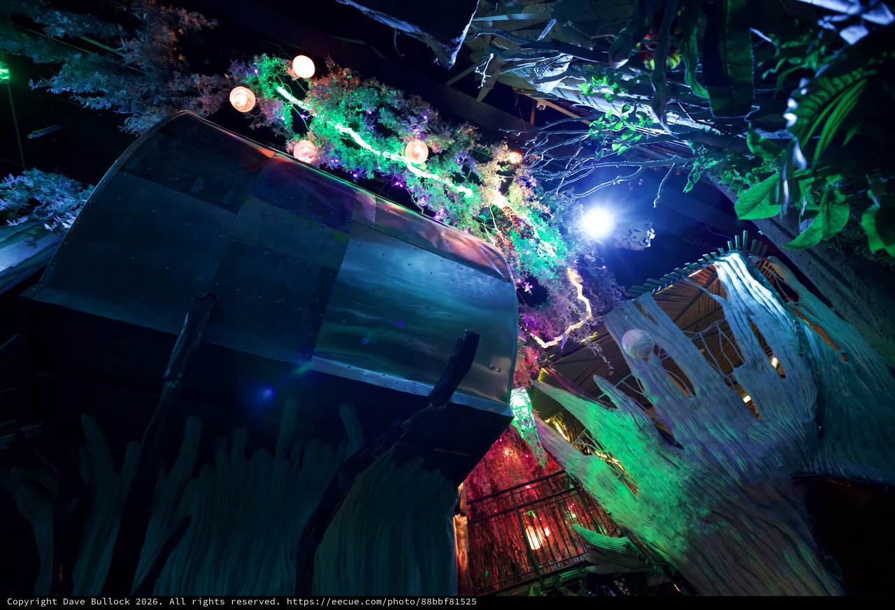 Aerial View of Meow Wolf's Illuminated Immersive Art Installation