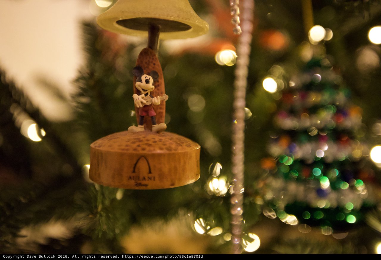 Vintage Mickey Mouse Christmas Ornament with Aulani Resort Base