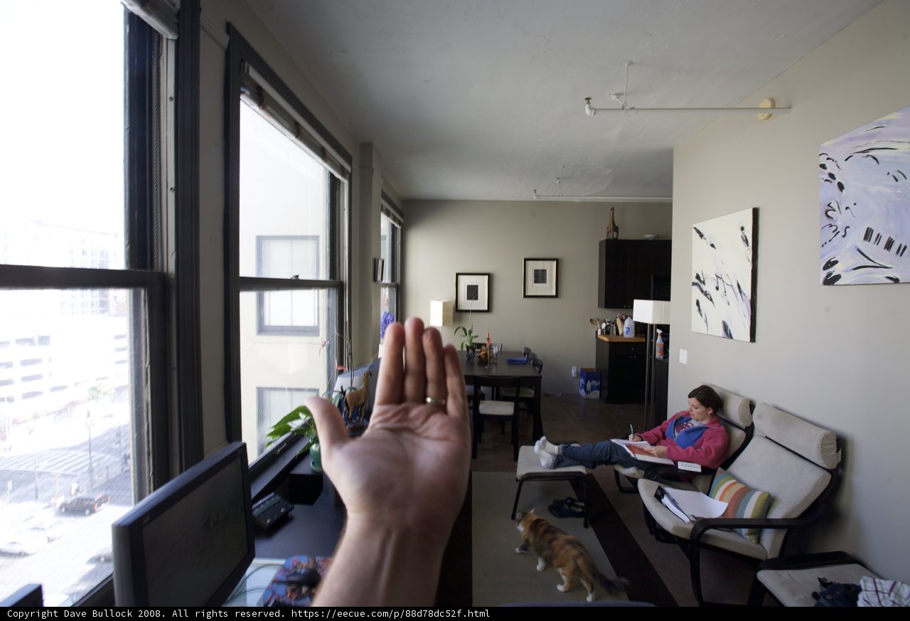 Hand in front of Living Room Window