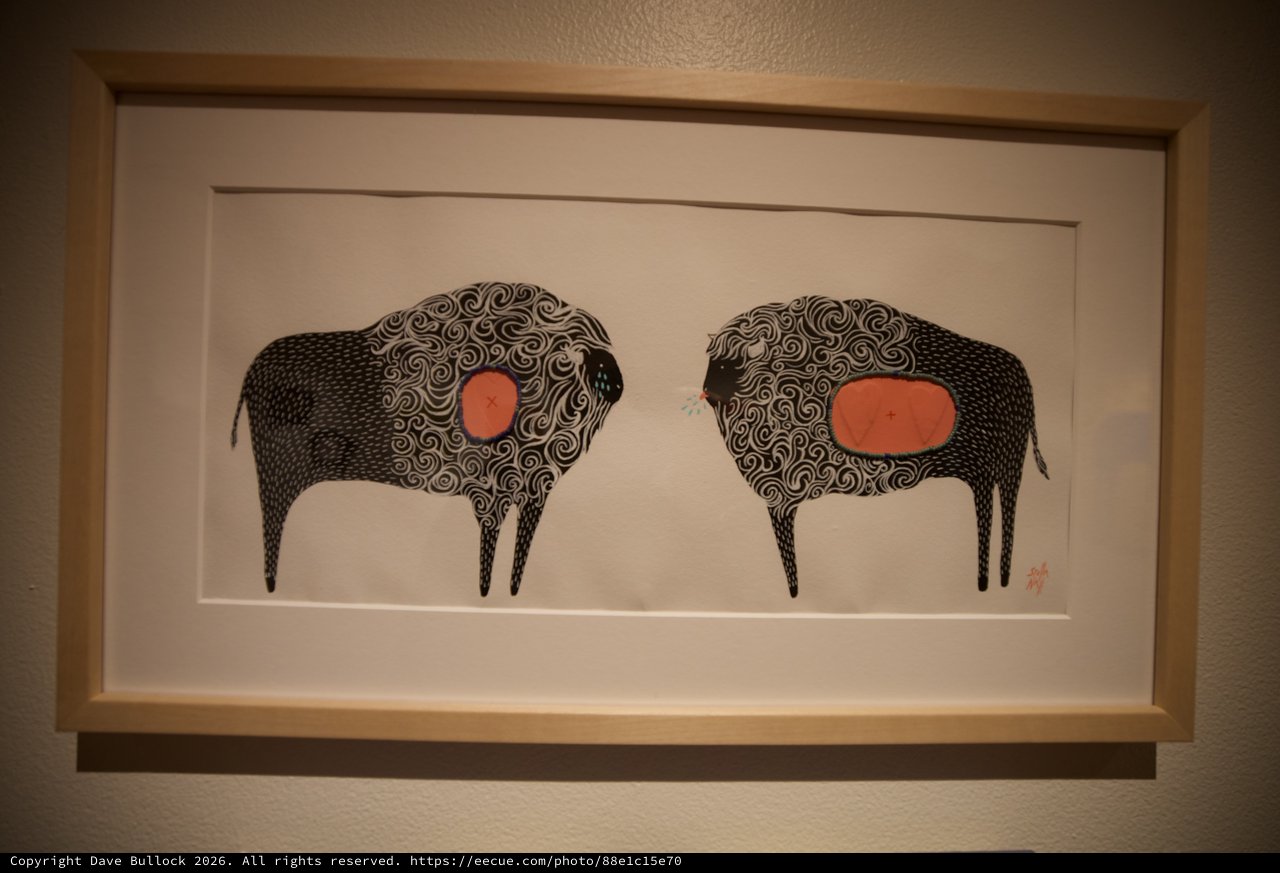 Indigenous Bison Art with Intricate Tribal Patterns