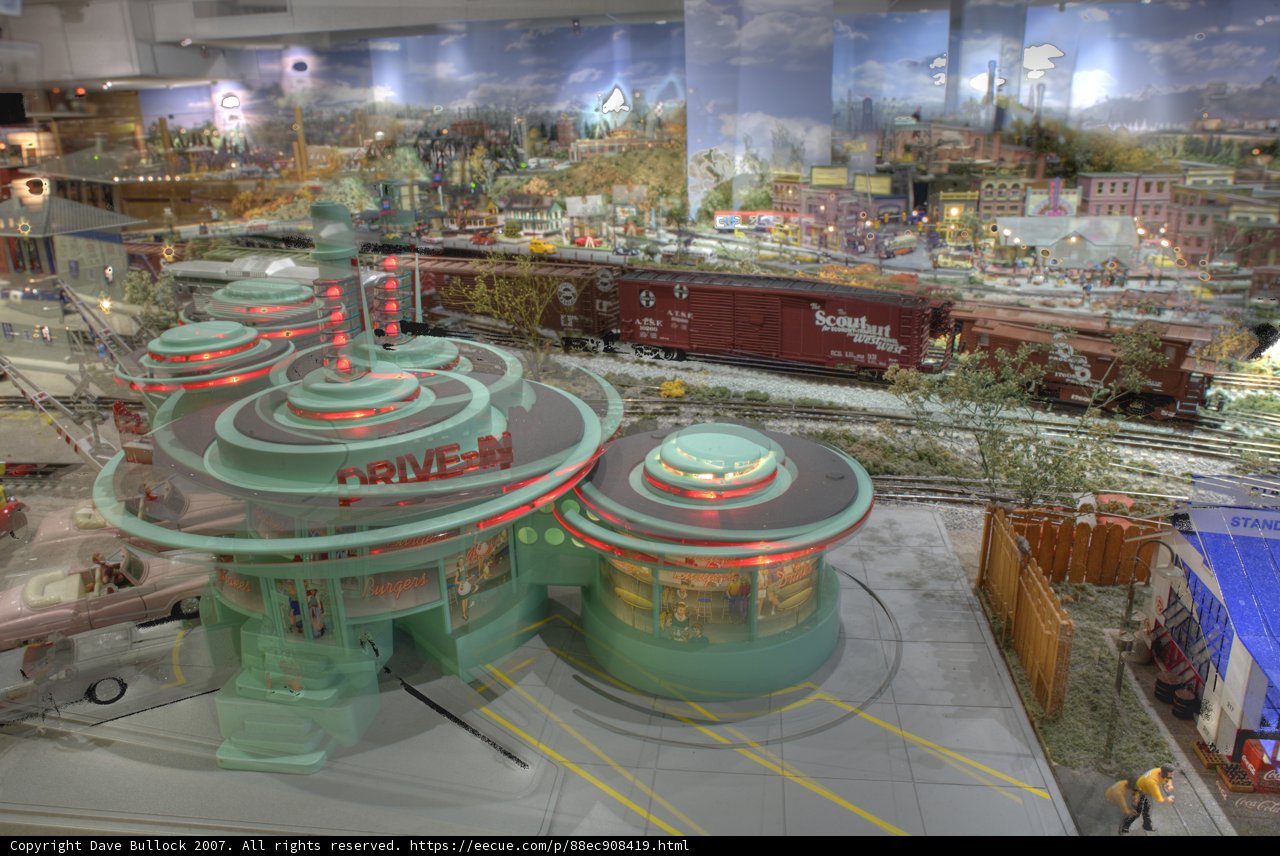 Miniature Cityscape with Train Display
