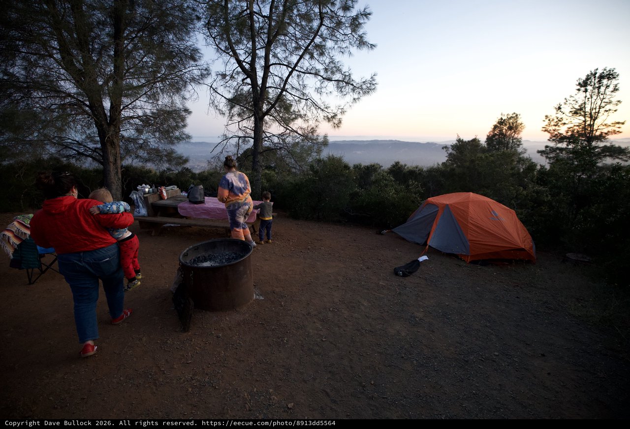 Family Campsite at Dusk on Mount Diablo