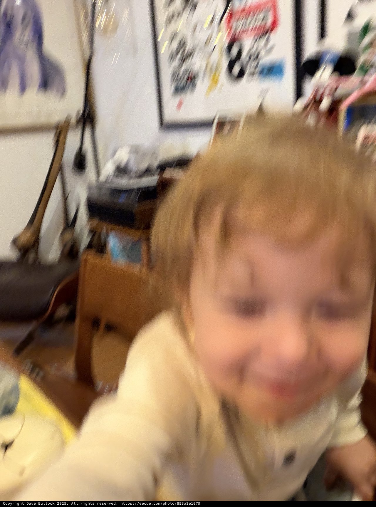 Blurred Childhood Moment in Creative Home Studio