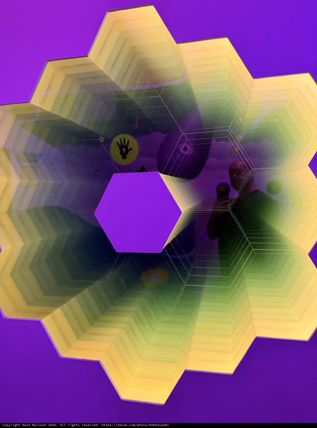 Abstract Hexagonal Projection with Hand Symbol Installation