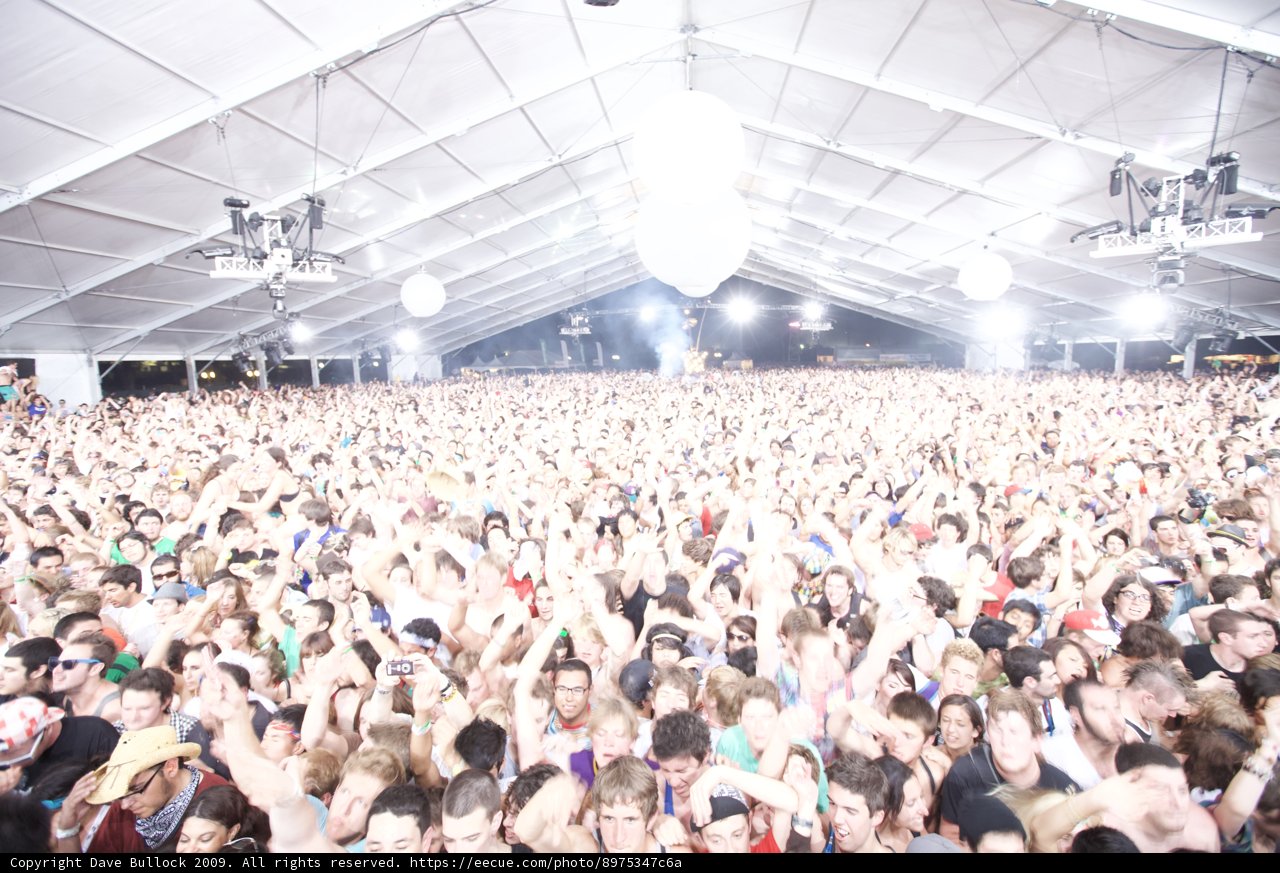 Coachella Concert Crowd Enjoying the Spotlight