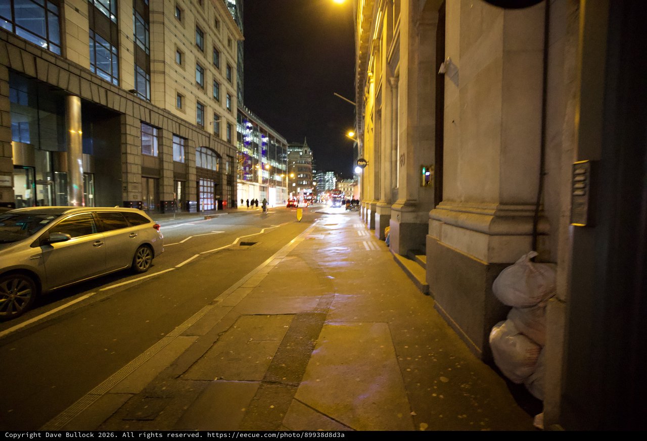 Rain-Slicked London Street at Night