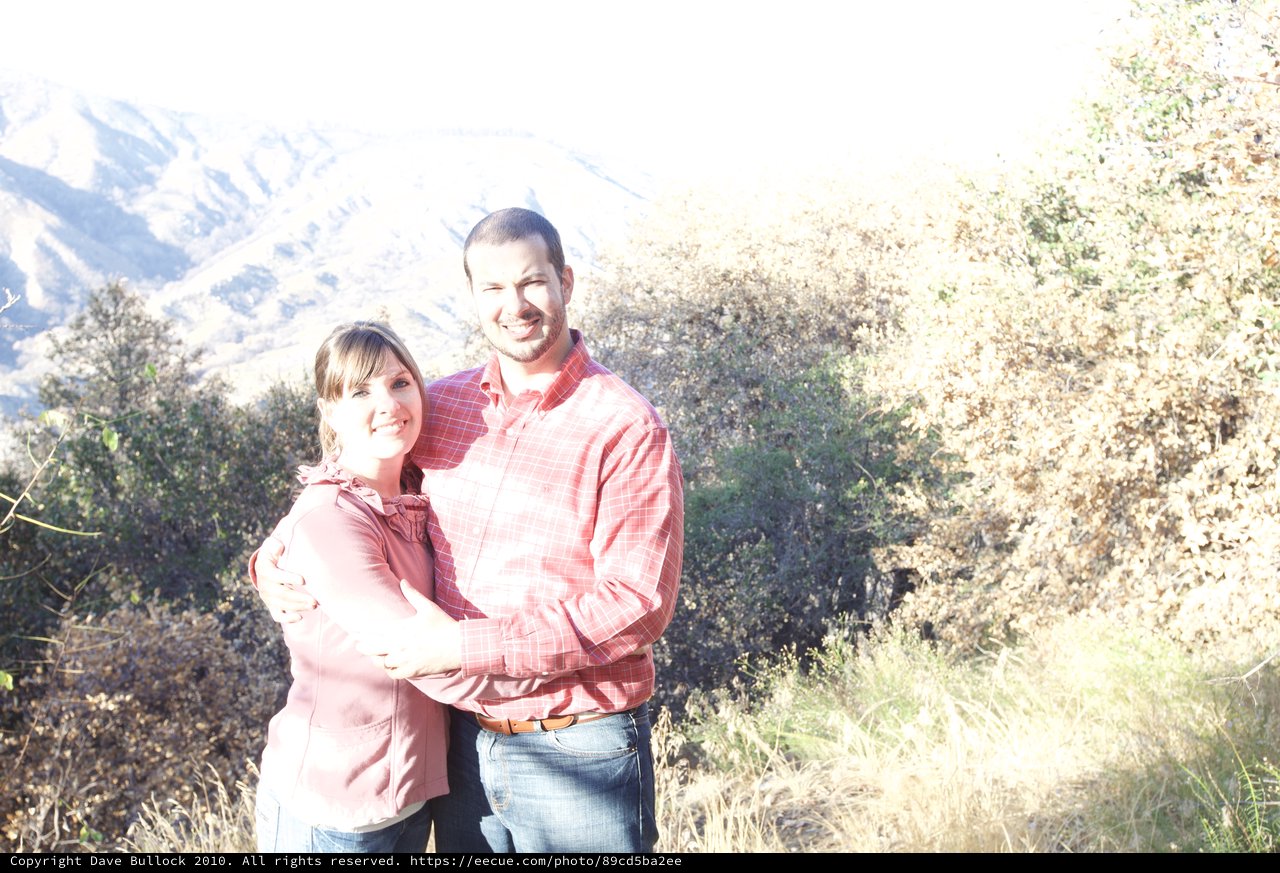 Couple Embracing Amid Angeles Crest Mountain Scenery