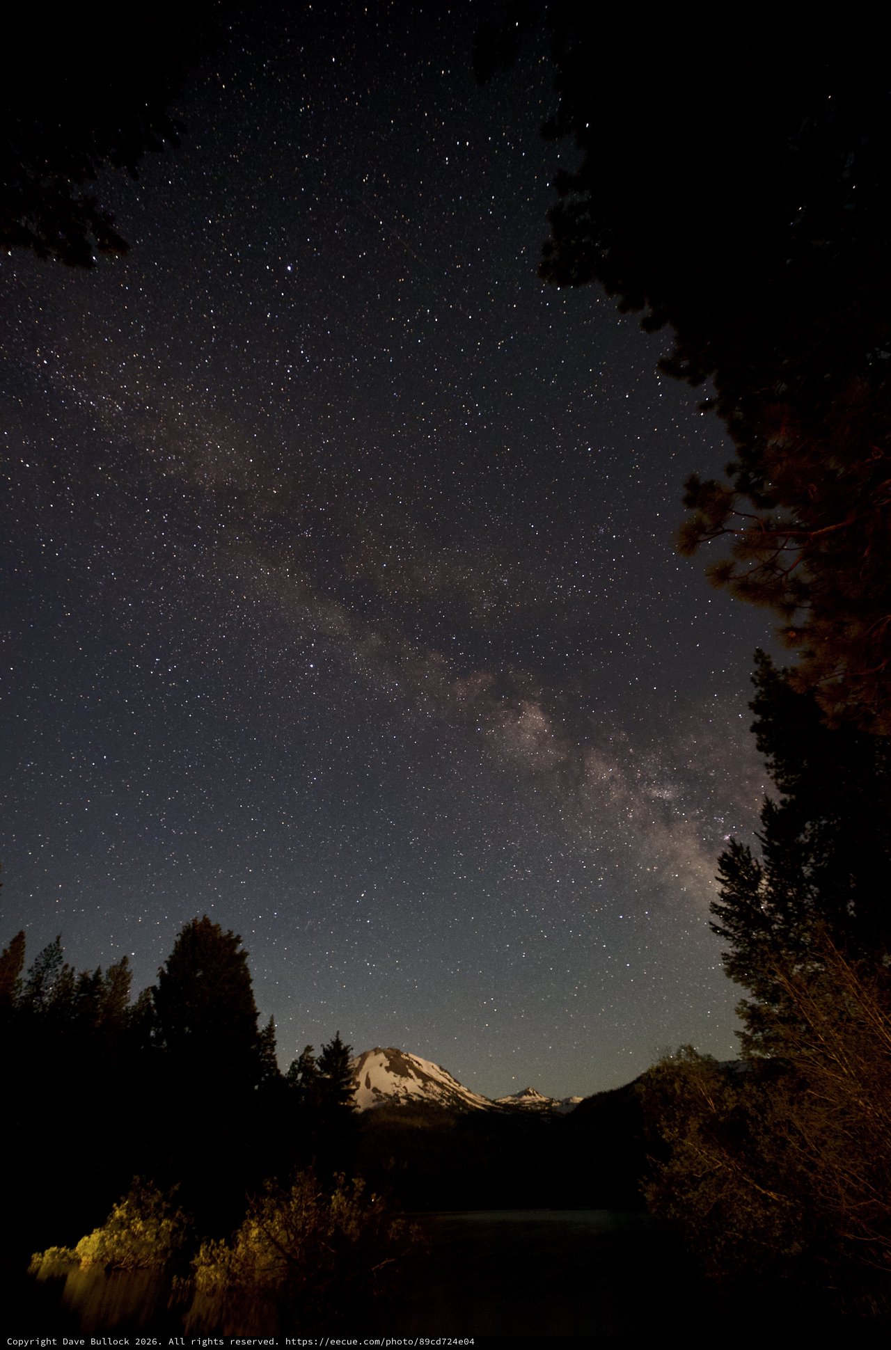 Milky Way Arches Over Lassen Peak at Night