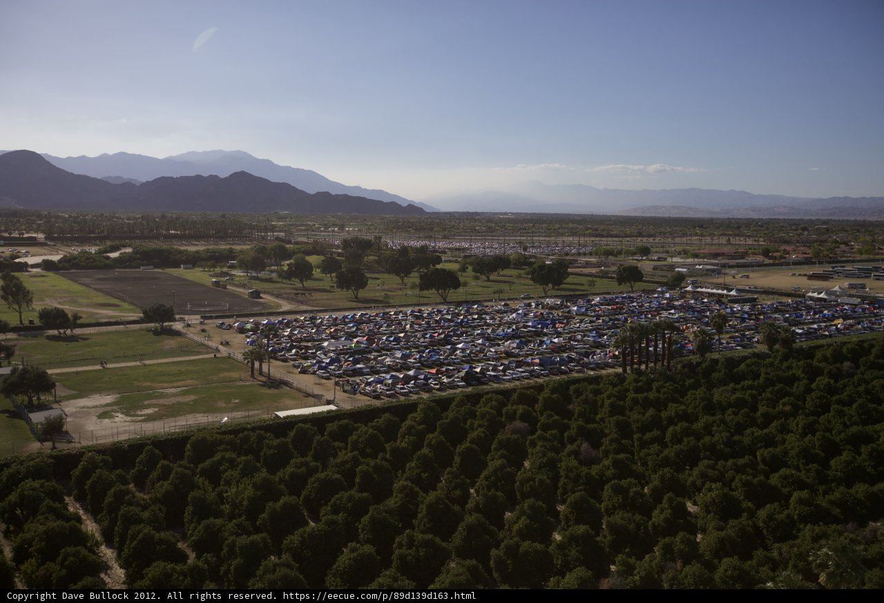 Aerial View of Coachella Parking Lot with Trees