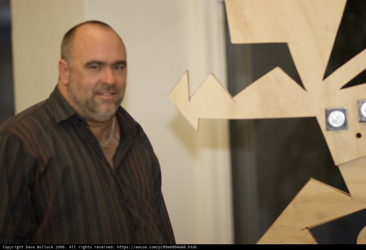 Man and Plywood Sculpture