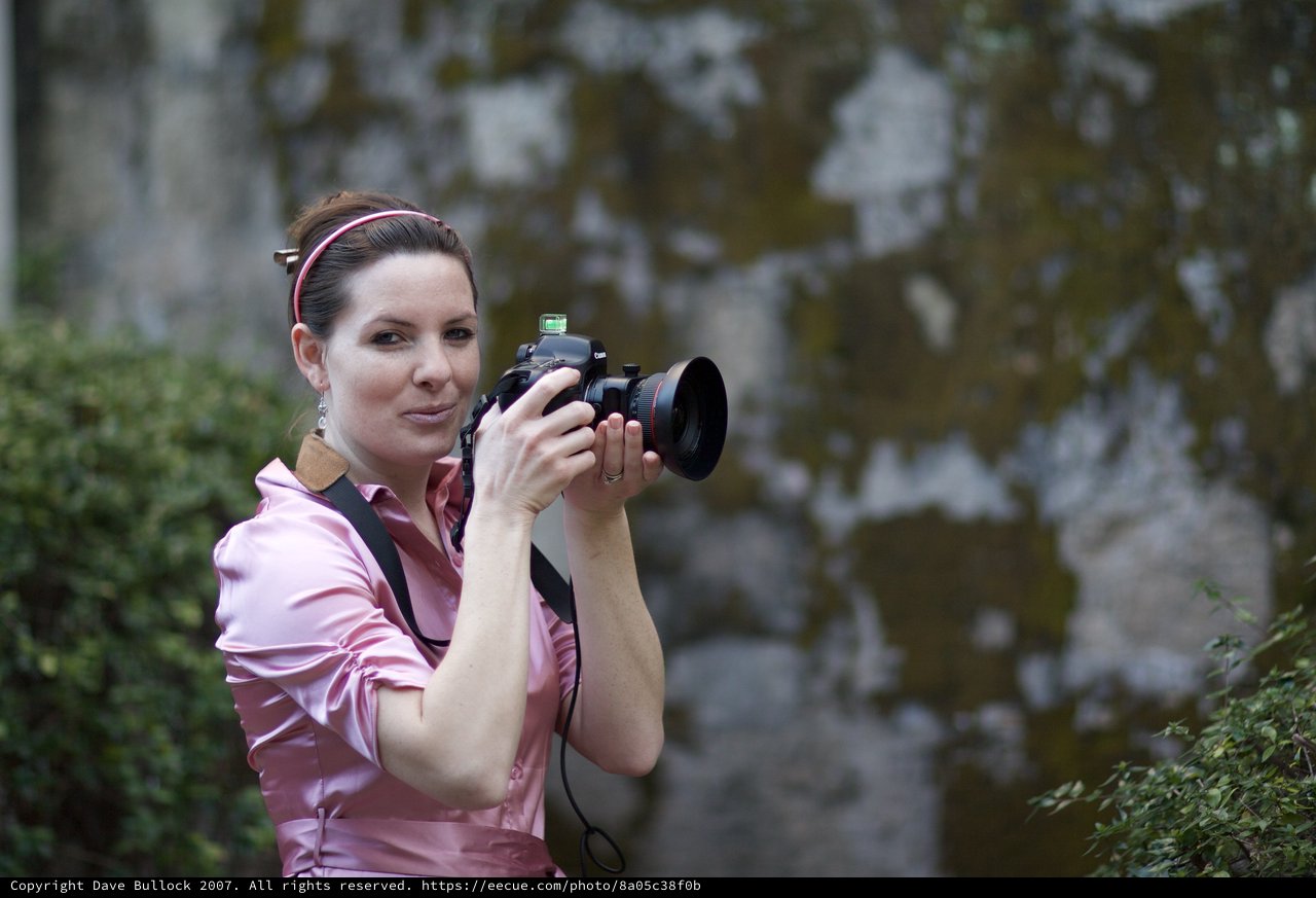 Photographer in Pink at Santa Barbara Mission