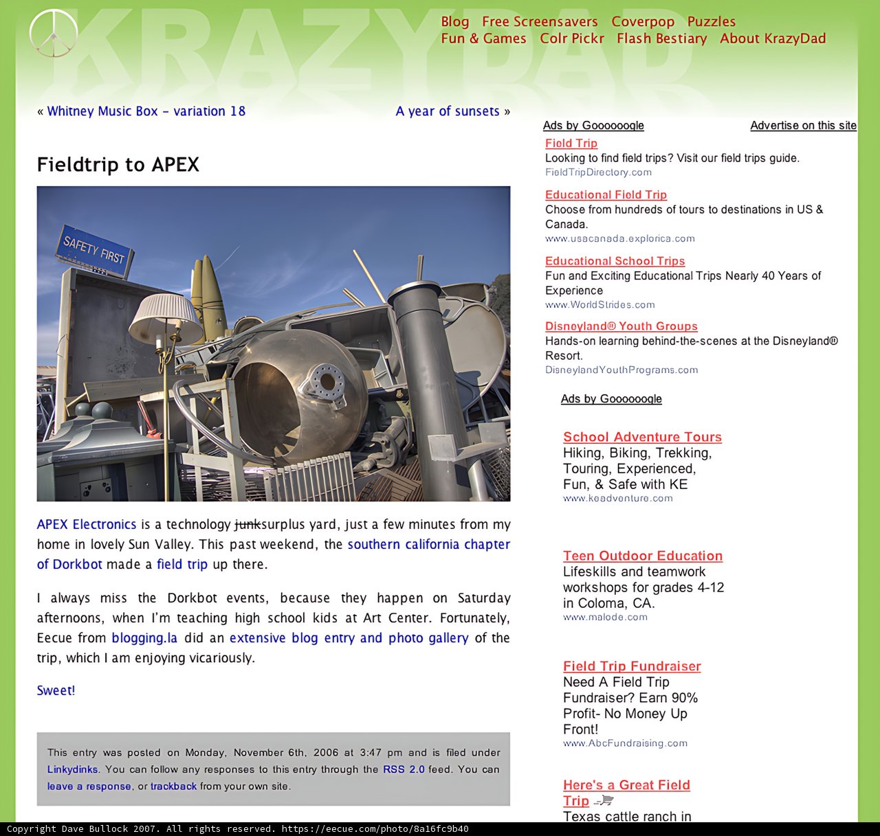 Green Webpage with Machine and Transportation Tags