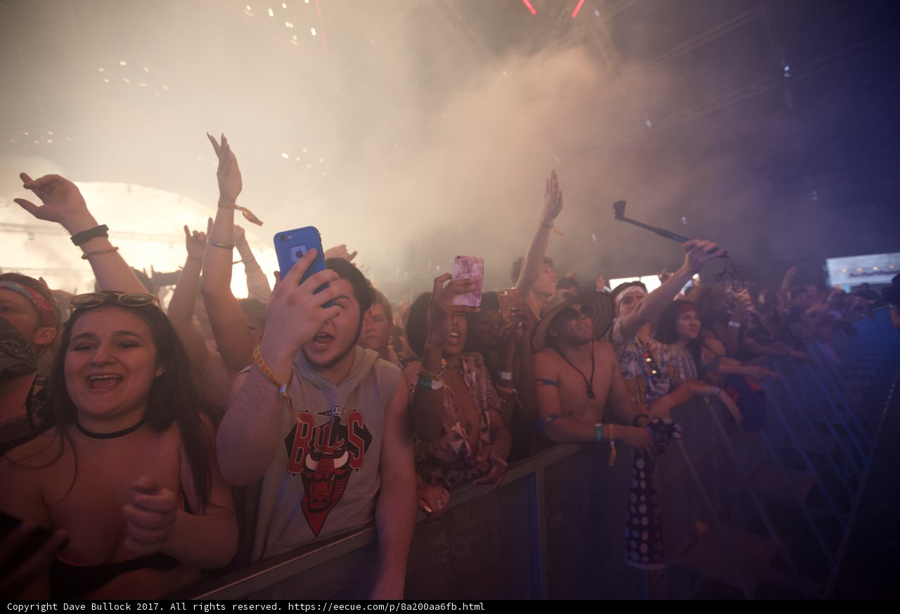 Smoke-Filled Concert Crowd