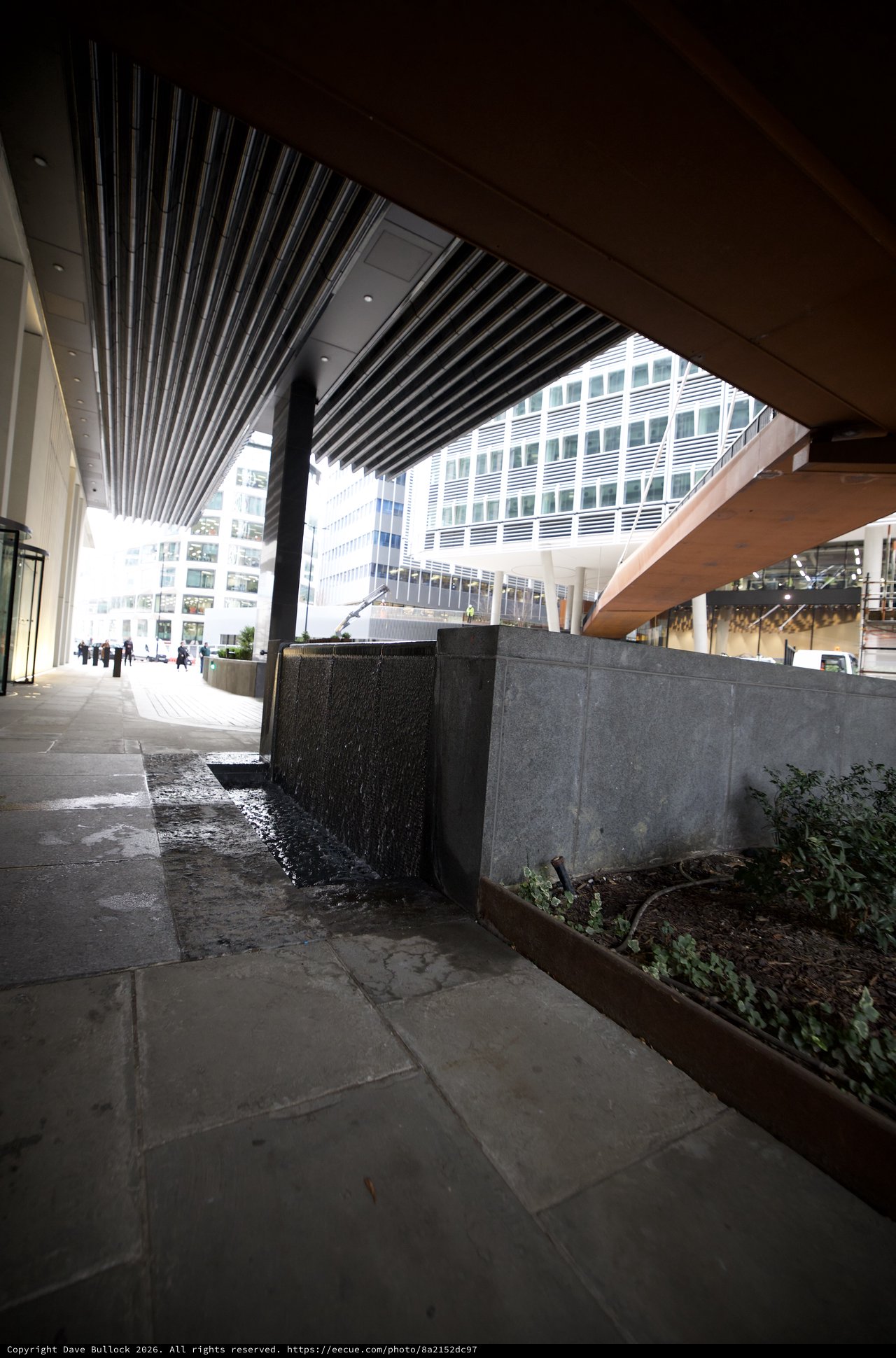 Modern Architecture with Water Feature in London Plaza