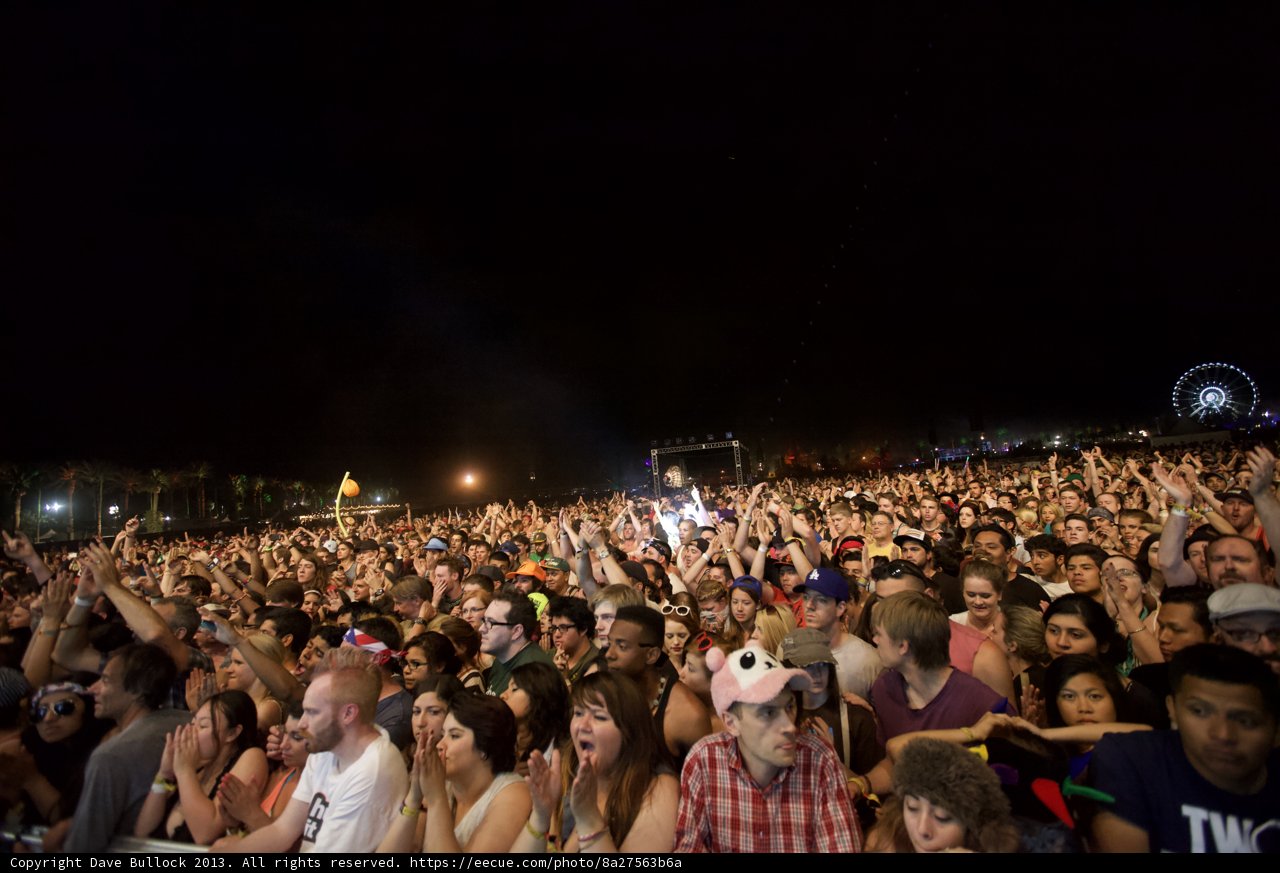 Nighttime Crowd at Coachella Music Festival