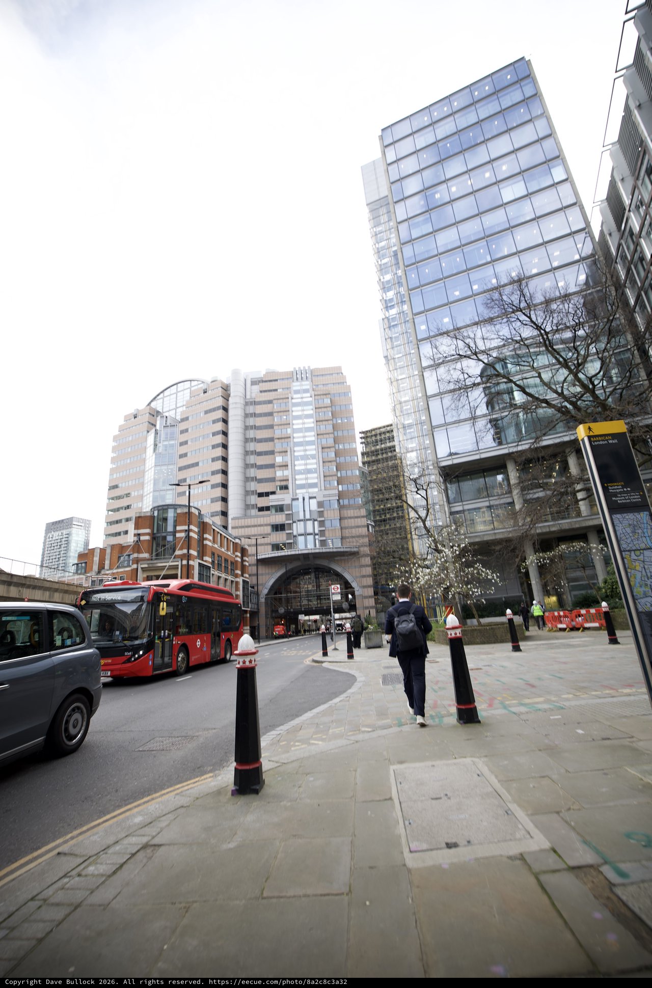 Modern London Architecture and Red Double-Decker Bus