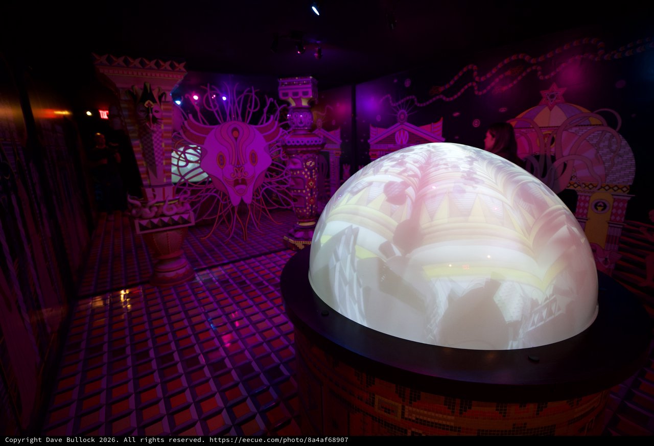 Illuminated Dome Installation in Purple Art Gallery
