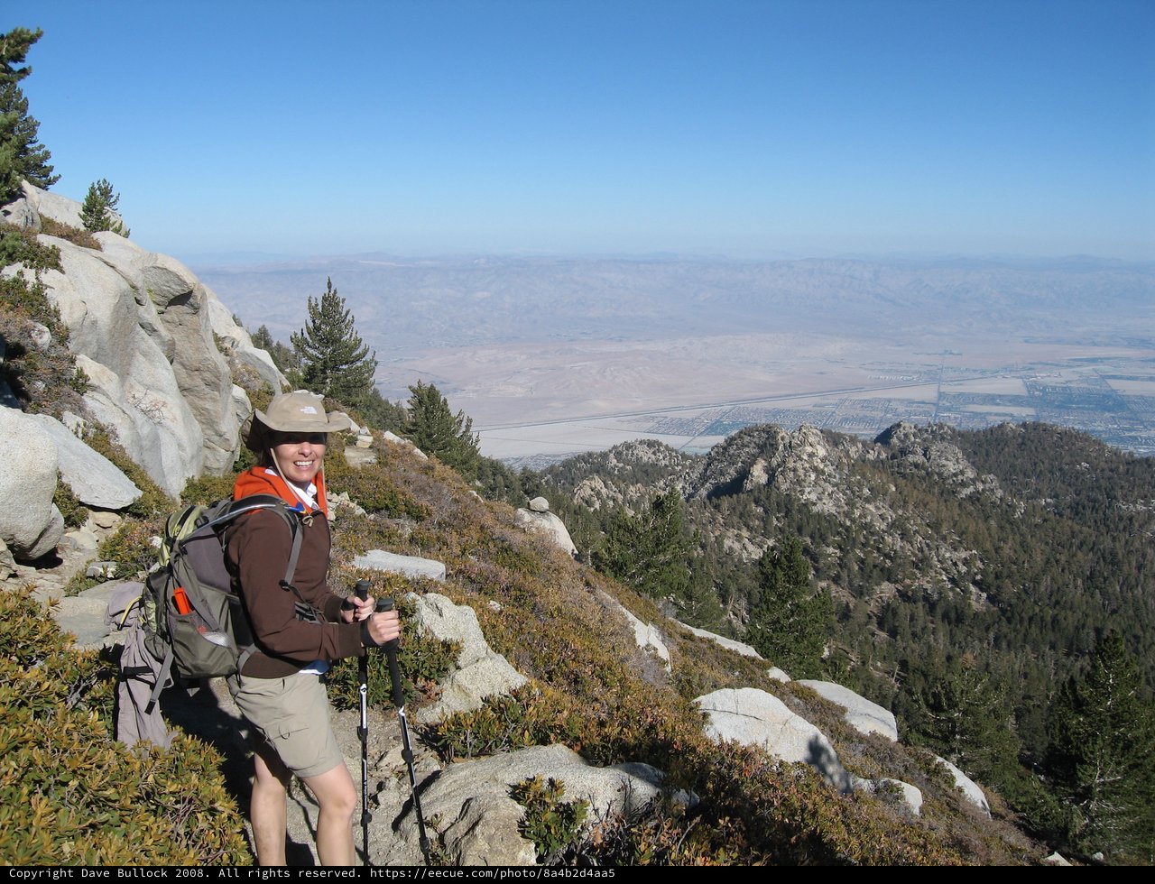 Smiling Hiker Ascending San Jacinto Mountain Ridge