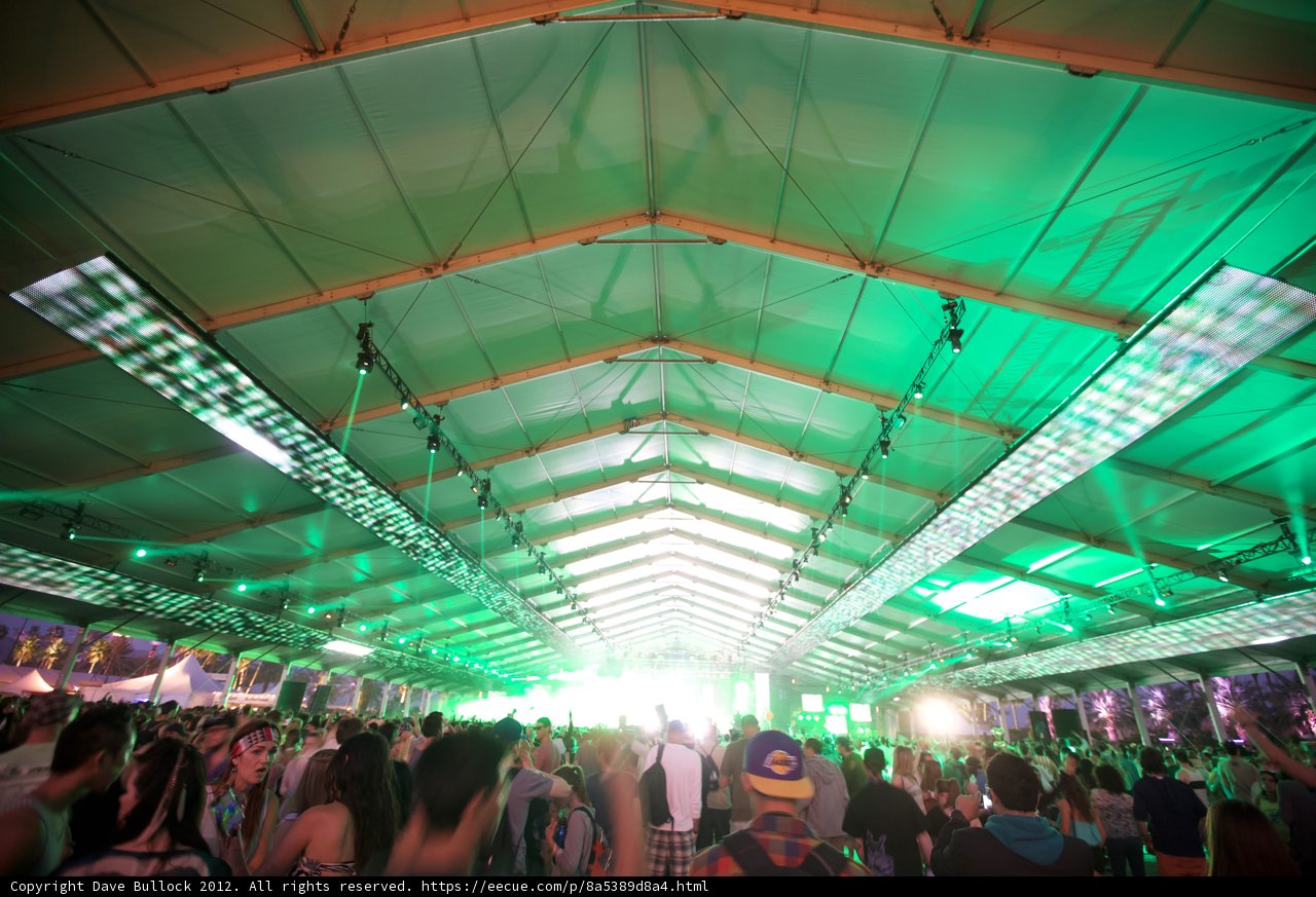 Green-Lit Crowd at Coachella
